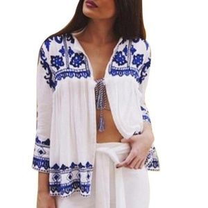 WOMEN VINTAGE FLORAL LOOSE SHAWL KIMONO CARDIGAN B